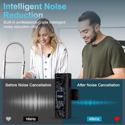 ميكروفون صغير لاسلكي Lavalier Lapel لهاتف iPhone 15/iPad، 2 حزمة ميكروفون USB من النوع C Lav لهاتف Android Samsung S24/S23/A15/A55/A54، ميكروفون لاسلكي بخاصية إلغاء الضوضاء لتسجيل الفيديو، يوتيوب، مدونة الفيديو in Kuwait