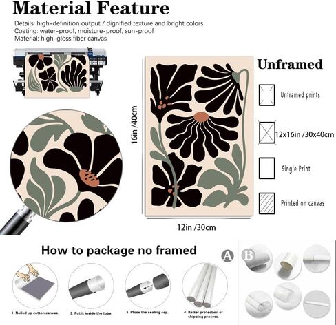 Hwetui Matisse جدار الفن مجموعة من 3 حكيم الأخضر مجردة ملصق قماش يطبع محايدة أوراق النبات اللوحة صور المشاعر الجيدة الجمالية ديكور المنزل لغرفة المعيشة غرفة نوم الحمام 12''x16''unframed in Kuwait