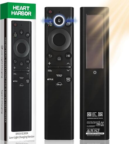 BN59-01385A Solar Voice Remote Replacement for Samsung Frame TV Remote with Bluetooth Rechargeable Solar Cell, Compatible with Samsung 2021-2022 Neo LED Smart 4K Ultra HD TV (Black) in Saudi Arabia