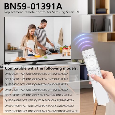 بديل جهاز التحكم عن بعد الصوتي بالطاقة الشمسية BN59-01385A لجهاز التحكم عن بعد لتلفزيون Samsung Frame مع خلية شمسية بلوتوث قابلة لإعادة الشحن، متوافق مع تلفزيون Samsung 2021-2022 Neo LED Smart 4K Ultra HD (أسود) in Kuwait