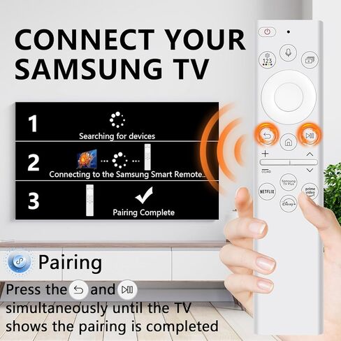 بديل جهاز التحكم عن بعد الصوتي بالطاقة الشمسية BN59-01385A لجهاز التحكم عن بعد لتلفزيون Samsung Frame مع خلية شمسية بلوتوث قابلة لإعادة الشحن، متوافق مع تلفزيون Samsung 2021-2022 Neo LED Smart 4K Ultra HD (أسود) in Kuwait