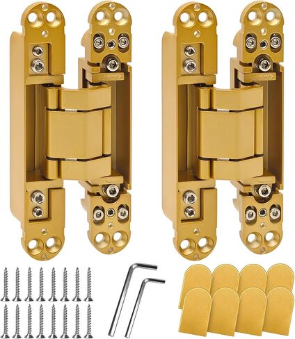 Hidden Door Hinge (7in)-2PC Invisible Door Hinges,3D Adjustable 180 Degree Invisible Hinges,176.5 lb.Load Capacity.(Black, 7 x 2.8 x 1) in Saudi Arabia