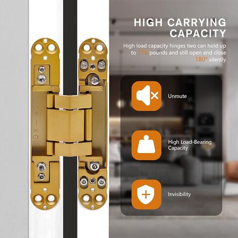 Hidden Door Hinge (7in)-2PC Invisible Door Hinges,3D Adjustable 180 Degree Invisible Hinges,176.5 lb.Load Capacity.(Black, 7 x 2.8 x 1) in Saudi Arabia