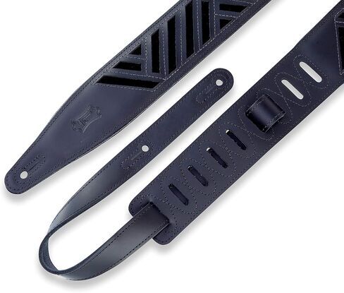 حزام جيتار من الجلد باللون الأسود مقاس 2.5 بوصة من Levy's Leathers بتصميم قطع ماسية؛ أسود (MC317DCO-BLK_BLK) in Kuwait
