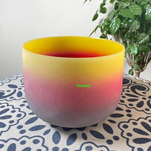 7-12 inch 432HZ Singing Bowls Rainbow Color Frosted Chakra Handmade Quartz Crystal Sound Healing Meditation Yoga with 2 Travel Carry Cases Bags 2 Mallets Suede 2 Strikers 7 O-rings in Saudi Arabia