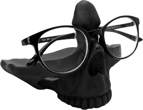 Marsrut (Golden) Creative Skull Eyeglasses Stand Holder - Resin Statue Ornament for Spectacle & Sunglasses Display | Gothic Style Rack Accessories for Home Office, Bedside, Desk & Nightstand Decor in Saudi Arabia