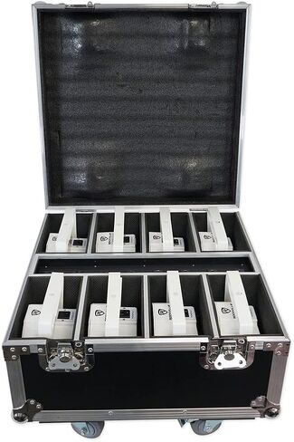 Rockville Battery PAR 61 Pack White, 8 Pack, Rechargeable RGBWA+UV Wash Lights with Charging Flight Case, Includes Remote, 15 Hours Battery Life, Perfect for Events, Parties & DJ Gigs in Kuwait