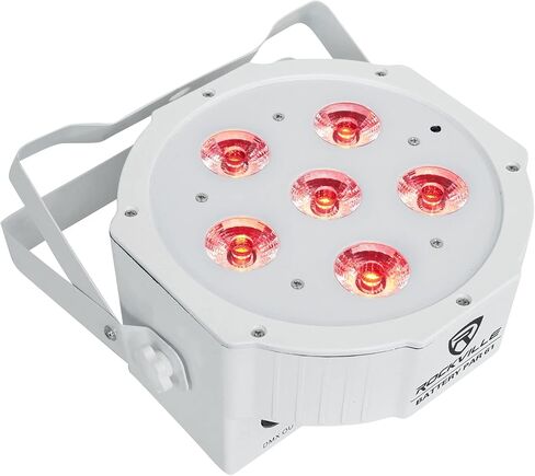 Rockville Battery PAR 61 Pack White, 8 Pack, Rechargeable RGBWA+UV Wash Lights with Charging Flight Case, Includes Remote, 15 Hours Battery Life, Perfect for Events, Parties & DJ Gigs in Kuwait