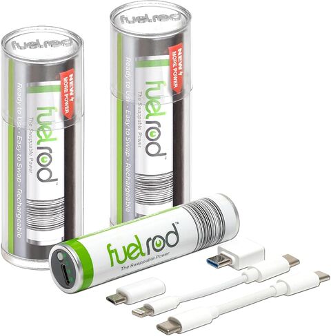 USB-C Portable Charger Kit, with One Extra Set of Cables & Adaptors, Compatible with All Tablets, Smart Phones, Rechargeable Backup Power Bank, SWAP for Charged Rod at Kiosk in Saudi Arabia