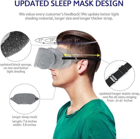 Mavogel Cotton Sleep Mask - 100% Handmade, Light Blocking Sleep Eye Mask with Updated Bending Nose Design, Soft Sleeping Mask for Women Men, for Sleep/Office/Naps, with Travel Pouch (Sunrise Orange) in Kuwait
