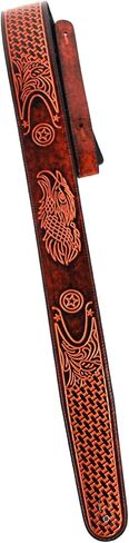 Walker and Williams GB-191 Handmade Bourbon Brown 2.5" Padded Guitar Strap Eagle With Basket Weave & Texas Star Design For Acoustic, Electric, And Bass Guitars in Saudi Arabia