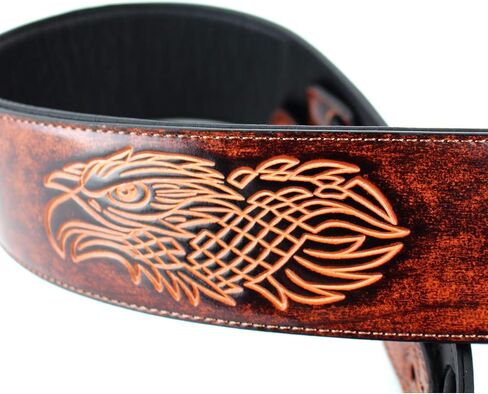 Walker and Williams GB-191 Handmade Bourbon Brown 2.5" Padded Guitar Strap Eagle With Basket Weave & Texas Star Design For Acoustic, Electric, And Bass Guitars in Saudi Arabia