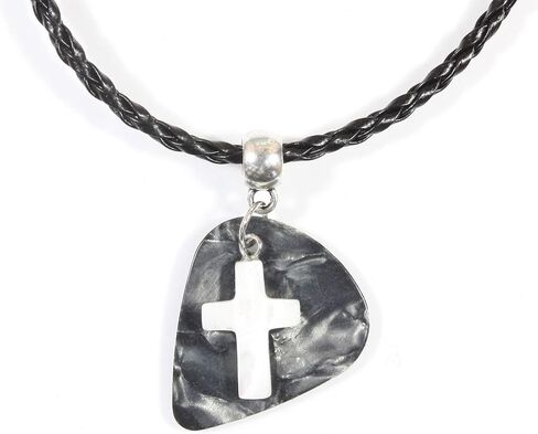 Singing for God, Guitar Pick Necklace with Mother of Pearl Cross in Kuwait
