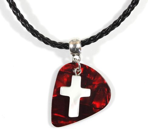 Singing for God, Guitar Pick Necklace with Mother of Pearl Cross in Kuwait