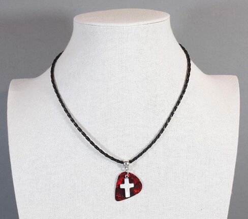 Singing for God, Guitar Pick Necklace with Mother of Pearl Cross in Kuwait