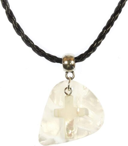 Singing for God, Guitar Pick Necklace with Mother of Pearl Cross in Kuwait