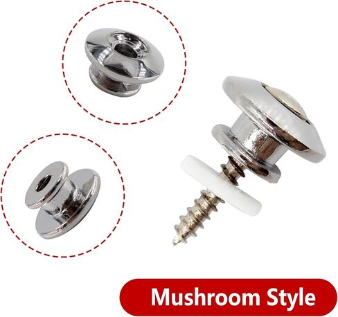 2 Pack Metal Head Guitar Strap Button, Mushrooms Strap Locks for Guitar Ukulele Electric Bass, Silver in Saudi Arabia