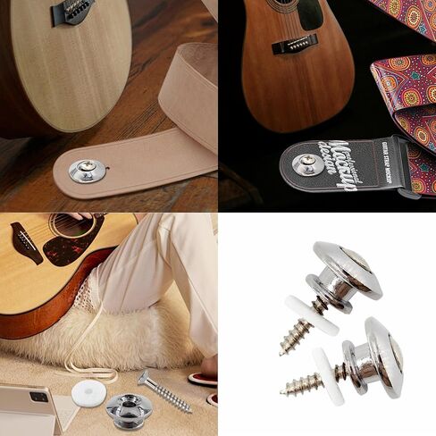 2 Pack Metal Head Guitar Strap Button, Mushrooms Strap Locks for Guitar Ukulele Electric Bass, Silver in Saudi Arabia