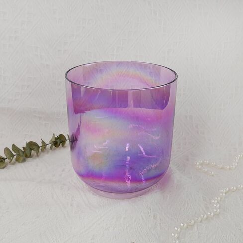 Purple Clear Crystal Singing Bowl B Note 5.25 Inch Cosmic Light Quartz Sound Crown Chakra Bowl Free Mallet & O-ring are Included in Kuwait