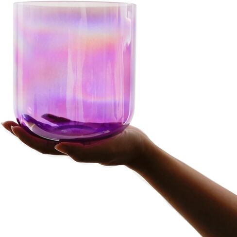Purple Clear Crystal Singing Bowl B Note 5.25 Inch Cosmic Light Quartz Sound Crown Chakra Bowl Free Mallet & O-ring are Included in Kuwait