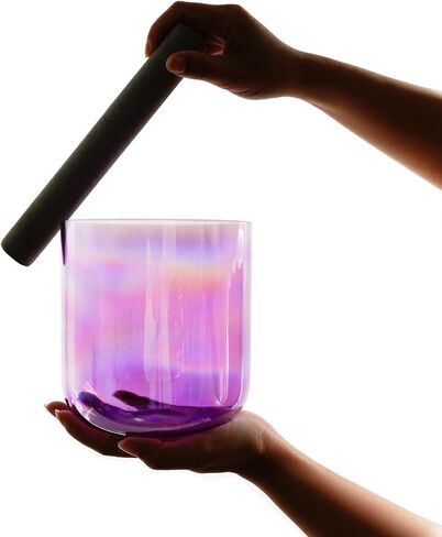 Purple Clear Crystal Singing Bowl B Note 5.25 Inch Cosmic Light Quartz Sound Crown Chakra Bowl Free Mallet & O-ring are Included in Kuwait