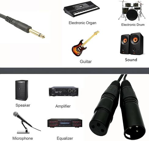 Halokny 1/4 to XLR Splitter Cable, 6.35mm (1/4inch) TS Male to XLR 3Pin Male and Female Microphone Stereo Unbalanced Audio Converter Adapter Y-Splitter Cable 1FT/30CM (TS) in Saudi Arabia