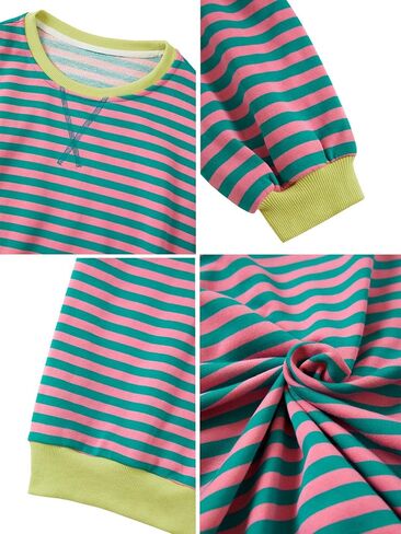 LYANER Women's Oversized Striped Color Block Long Sleeve Crew Neck Sweatshirt Casual Loose Pullover Shirt Top in Saudi Arabia