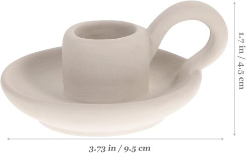 DOITOOL 2 Pcs Ceramic Candle Holder, Taper Candle Holder with Handle, Nordic Style Vintage Candlestick Holder for Halloween Christmas Home Decoration Desktop Ornament (Beige) in Kuwait