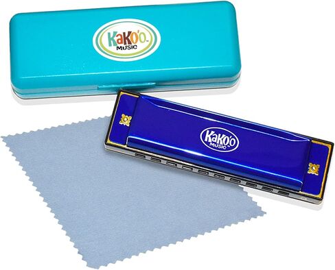 KaKo'o Music Kako'o: Classic Metal Harmonica - Blue - 4' Harmonica Comes with Storage Case, Microfiber Cloth, Great for Beginners, Ages 5+ in Saudi Arabia