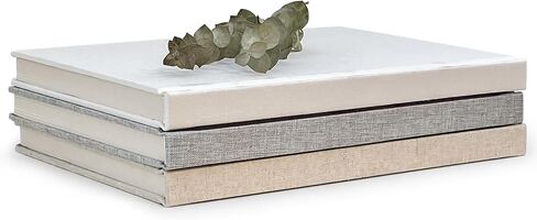 Decorative Book Set with a Wood Chain/Knot Accessory | Linen Book Set | Set of 3 Real Linen Books for Decor | Home Decor Coffee Table Set | Display Books for Coffee Tables and Shelves in Saudi Arabia