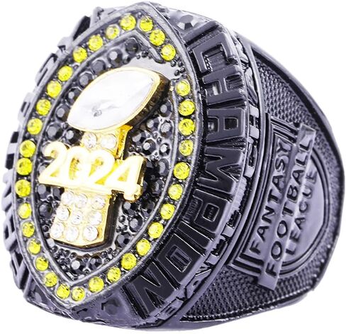 Fantasy Football Ring 2024 | Heavy FFL Champion Ring | Gold Silver Tone Plated Award Trophy for Fantasy Football League Winner in Kuwait