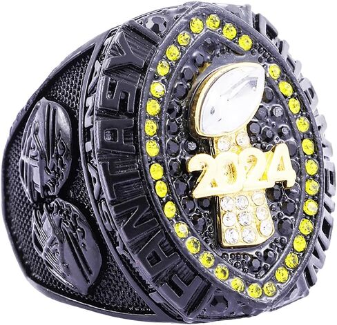 Fantasy Football Ring 2024 | Heavy FFL Champion Ring | Gold Silver Tone Plated Award Trophy for Fantasy Football League Winner in Kuwait