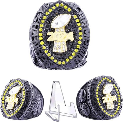 Fantasy Football Ring 2024 | Heavy FFL Champion Ring | Gold Silver Tone Plated Award Trophy for Fantasy Football League Winner in Kuwait