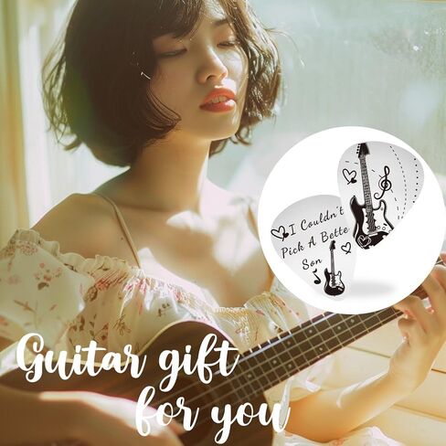UNICRAFTALE Guitar Picks Gifts Double Side Diffierent Styles Guitar Picks 1PC Guitar Pick Keychain with Brown Leather Case Plectrum Guitar Set for Son Guitar Musician I Couldn’t Pick A Better Son in Saudi Arabia