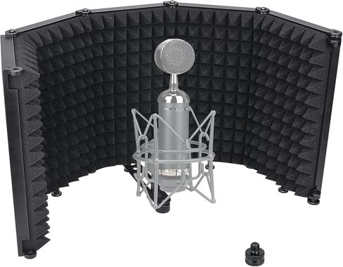 5-Frame Microphone Isolation Shield Portable Vocal Recording Booth Studio Absorbing Foam Reflector-Cancelling Filter Wind Screen(Large) in Saudi Arabia