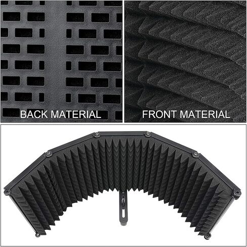 5-Frame Microphone Isolation Shield Portable Vocal Recording Booth Studio Absorbing Foam Reflector-Cancelling Filter Wind Screen(Large) in Saudi Arabia