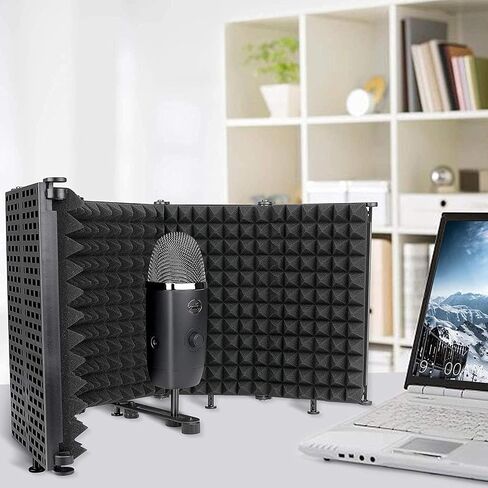 5-Frame Microphone Isolation Shield Portable Vocal Recording Booth Studio Absorbing Foam Reflector-Cancelling Filter Wind Screen(Large) in Saudi Arabia