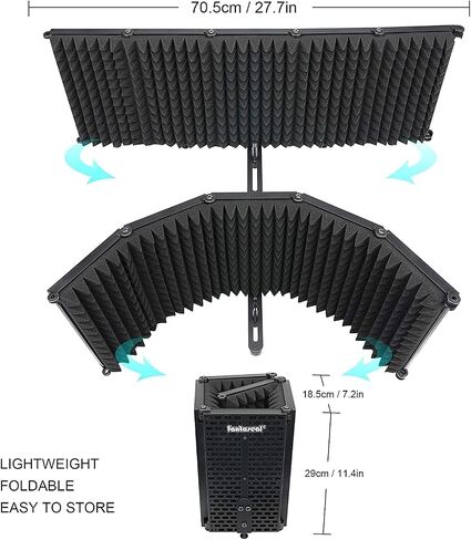 5-Frame Microphone Isolation Shield Portable Vocal Recording Booth Studio Absorbing Foam Reflector-Cancelling Filter Wind Screen(Large) in Saudi Arabia