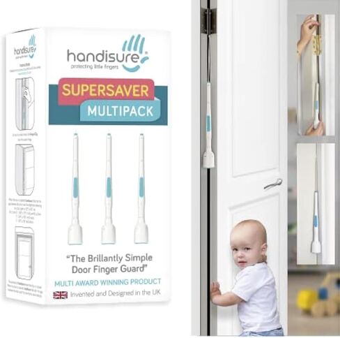 Child Door Safety Door Pinch Guard. Automatic, Hinge & Lock Side Safety, Reliable, Multiple Awards & Unique, Baby Door Stopper. Easy to Install & Build to Last Finger Guard for Door in Saudi Arabia