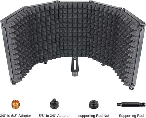 5-Frame Microphone Isolation Shield Portable Vocal Recording Booth Studio Absorbing Foam Reflector-Cancelling Filter Wind Screen(Large) in Saudi Arabia