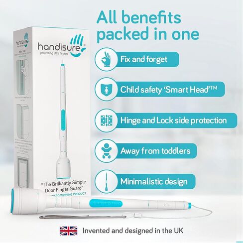 Child Door Safety Door Pinch Guard. Automatic, Hinge & Lock Side Safety, Reliable, Multiple Awards & Unique, Baby Door Stopper. Easy to Install & Build to Last Finger Guard for Door in Saudi Arabia