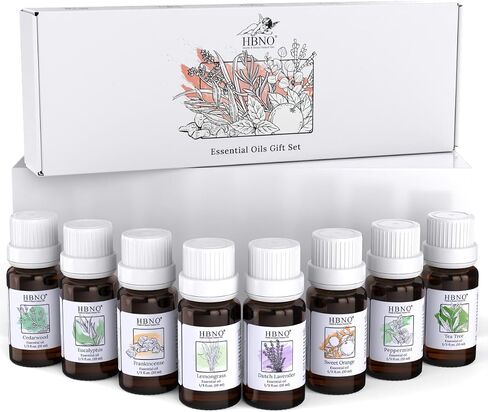 HBNO Organic Essential Oils Set (10ml) - Top 6 Essential Oils. Ideal for Aromatherapy, Soap Making, and Skincare and More - Lavender, Eucalyptus, Tea Tree, Peppermint, Orange, Lemongrass. in Saudi Arabia