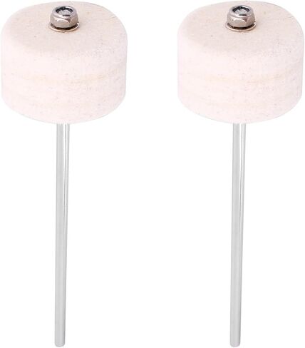 A-xctoe ２pcs طبل الخافق الفولاذ المقاوم للصدأ عرقوب كريم-أبيض لباد طبل الخافق دواسة in Kuwait