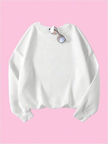 Women's Oversized Sweatshirts Bow Long Sleeve Crewneck Drop Shoulder Graphic Pullover Tops Trendy in Saudi Arabia