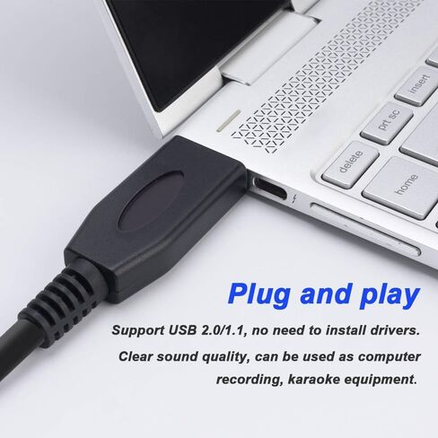 XLR to USB Microphone Cable, 3-Pin XLR Female Adapter to USB Adapter Converter Cord (2M/6.5FT) for Audio, Karaoke System, Recording, Studio, with XLR Male to Male Adapter in Kuwait