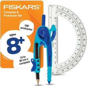 Fiskars Geometry Set, Compass and Protractor Set, Color Received May Vary