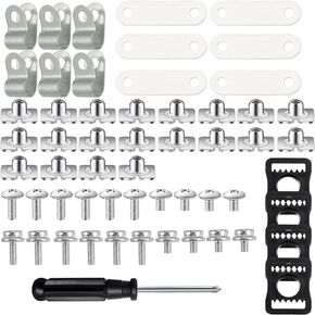 Fortunemee 36 Pcs Hockey Helmet Repair Kit, Include 6 R Shape Football Visor Clips, 6 Rubber Gaskets, 20 Screws with Nuts, 4 Chin Strap Adapter, 1 Screwdriver for Hockey, Football, Baseball, Softball
