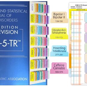 Upgraded Index Tabs for DSM-5-TR 2022, 94 Printed DSM-V-TR Tabs, 100 Tabs in Total, with Alignment Guide & Disorders Description Sheet for The Diagnostic and Statistical Manual of Mental Disorders