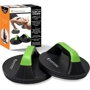 SmarterLife Push Up Bars for Men, Women - Pushup Handles for Floor Rotate to Prevent Wrist, Elbow Strain, Wide Grips with Non Slip Rubber Pads for Comfort - Two Pushup Bar Set, Workout Guide Included