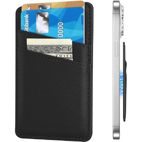 Senose Magnetic Wallet Card Holder Compatible for Magsafe Wallet, Leather Mag-Safe Wallet Card Holder for Back of Phone Compatible for iPhone 15/14/13/12 Mini/Plus/Pro/Pro Max, Mag-Safe Case (Black)